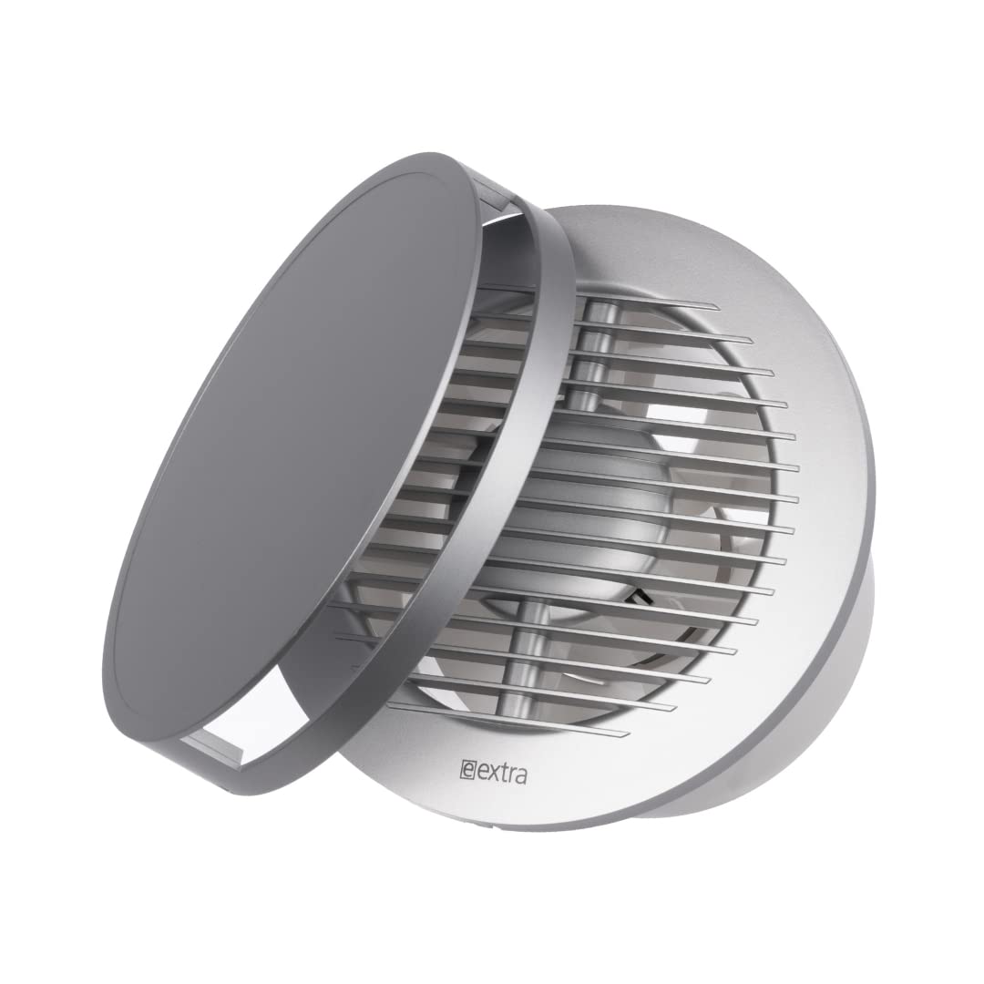 Prostko LTD Silent Round Bathroom Extractor Fan 125mm / 5inch with Timer and Satin Front Cover, Silver