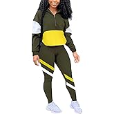 EOSIEDUR Women's Two Piece Outfits Zip Top Jacket and Elastic Waistband Pant Women Sweatsuit Tracksuit Sets
