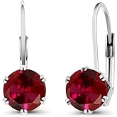 Gem Stone King 6MM Round Gemstone Birthstone Leverback Earrings For Women | 925 Sterling Silver | Fine Jewelry Gifts for Her Mom Women Wife