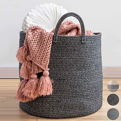 XXL Premium Cotton Rope Basket 18"x18"x16" Big Basket for Blankets