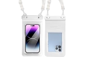 SUNG CHY IPX8, 7.4Waterproof Phone Pouch, Universal Fit(iPhone 16 15 14 13 Plus Pro, 12 11 Pro XR X 8 7 6S Plus SE, Galaxy S25 S24 S23 S20 Series Pixel, Lanyard Included (White) 1pack