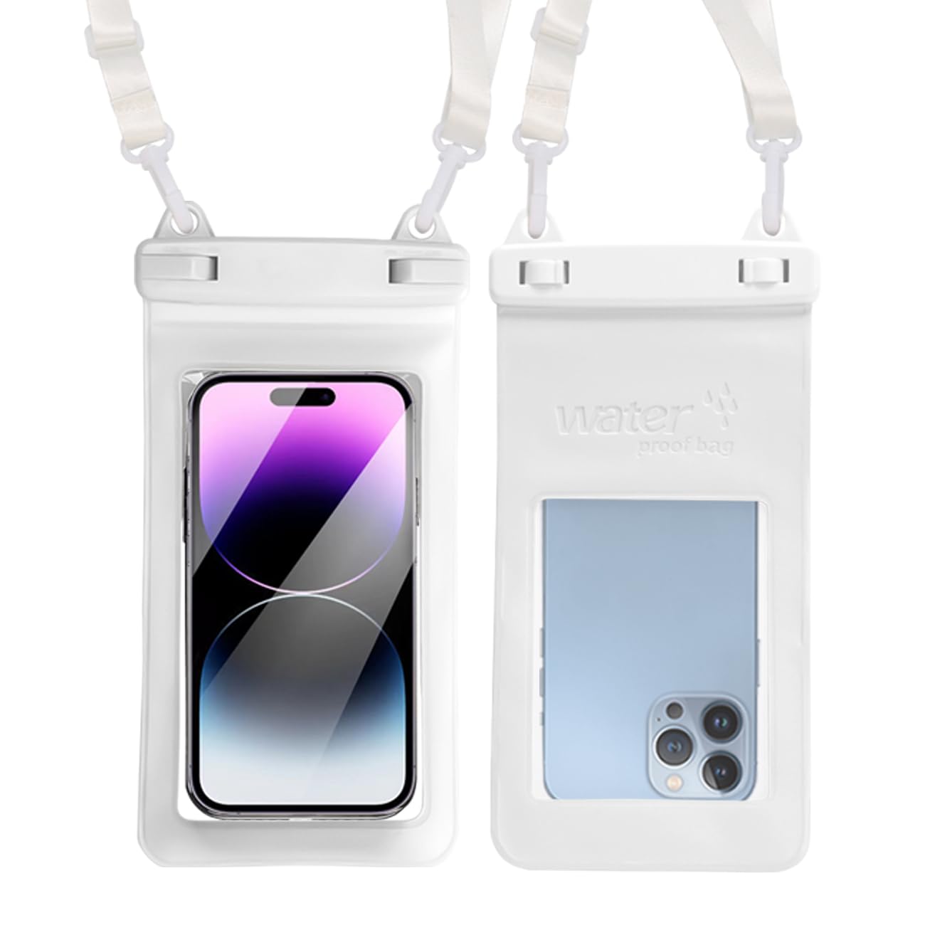 Photo 1 of SUNG CHY IPX8, 7.4Waterproof Phone Pouch, Universal Fit(iPhone 16 15 14 13 Plus Pro Max, 12 11 Pro Max XR X 8 7 6S Plus SE, Galaxy S25 S24 S23 S20 Series Pixel, Lanyard Included (White)