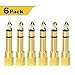 VCE 6-Pack Gold Plated 6.35mm 1/4 inch Male to 3.5mm 1/8 inch Female Stereo Jack Adapter