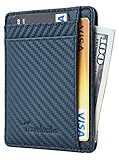 Travelambo RFID Front Pocket Minimalist Slim Wallet Genuine Leather Small Size (carbon fiber texture blue) carbon fiber texture gray
