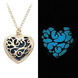 SENFAI 10K Gold Plated Magic Heart Charm Pendant Necklace (Blue)