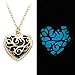 SENFAI Multicolor Glowing Fairy Necklace Magic Heart Flower Shape Glow in the Dark Charm Pendant Necklace (Blue)