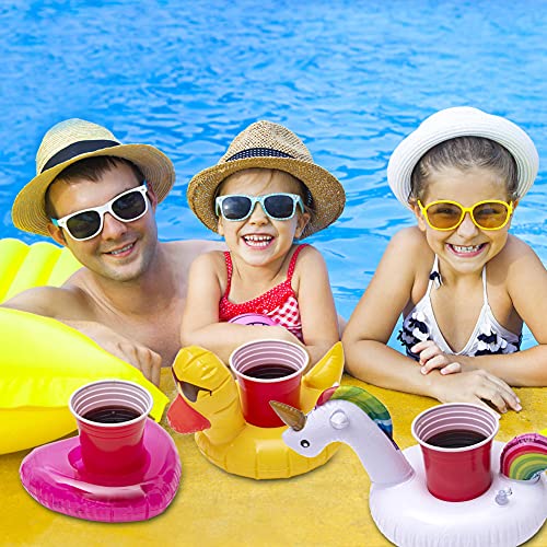 Rainbow Kingdom Inflatable Drink Holders, 12 Packs Inflatable Cup Coasters Drink Floats Floating Drink Holder Bath Toys for Kids and Swimming Pool Party