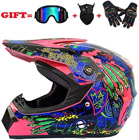 Lavacraft Full Face Motorcycle Helmet with Shield Mask & Gloves and glove Combo Motorcycle Street Dirtbike MX