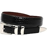 Torino Leather X-Long Alligator Embossed Calfskin Dress Belt with 4PC Buckle Set - Black 38
