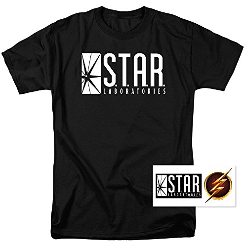 Flash Superhero Star Labs T Shirt and Exclusive Stickers (XX-Large)