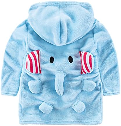 Rohern Kids Hooded Bathrobe Soft Fleece Pajamas Sleepwear Elephant 90