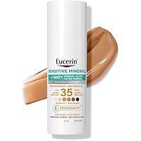 Eucerin Sun Tinted Mineral Face Sunscreen Lotion SPF 35 | Blendable Tinted Mineral Sunscreen for all skin tones with Zinc Oxi