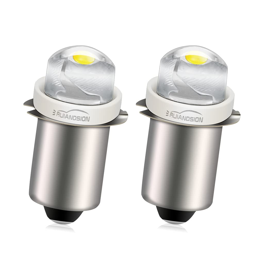 Ruiandsion 2pcs P13.5S LED Bulbs 6V 0.5W White 6000K LED Light Bulb Torch Light Flashlight,Non-Polar fit Both Negative Earth and Positive Earth
