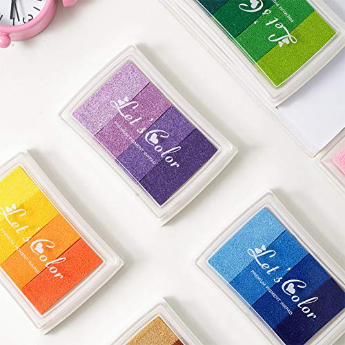 Craft Ink Pad Stamps Partner Rainbow Set of 6, DIY Multicolor Craft Stamp Pad 24 Colors for Stamps, Paper, Wood Fabric, for All Ages & Infinite Uses