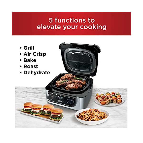 Ninja-Foodi-5-in-1-4-qt-Air-Fryer-Roast-Bake-Dehydrate-Indoor-Electric-Grill-AG301-10-x-10-Black-and-Silver