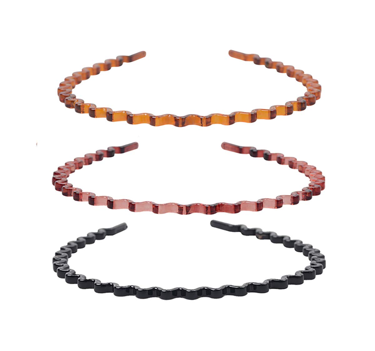 Fodattm Set of 3 Plastic High-grade Wave Hair Hoop Hairband Headband Women Headwear Hair Accessories (B#)