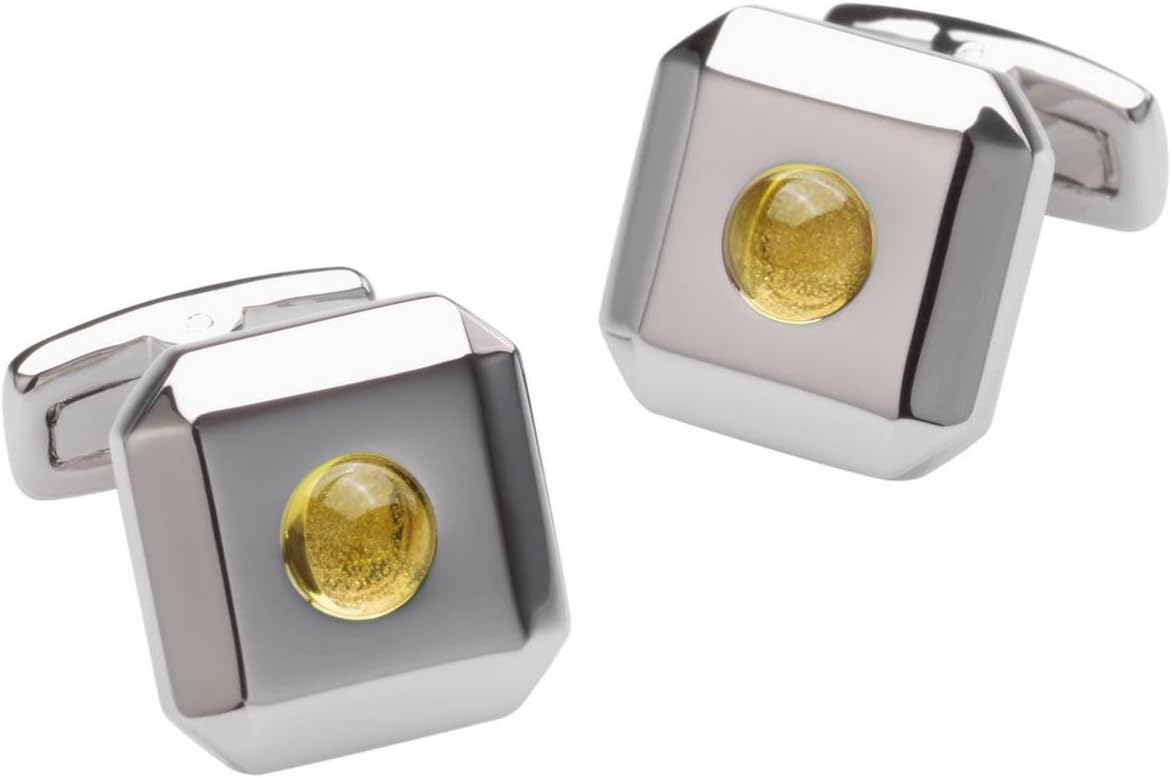 Duncan Walton Mens Hydra Citrine Cufflinks - Yellow/Silver