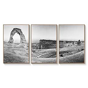 Floating Framed Canvas Wall Art for Living Room, Bedroom Black and White Landscape Canvas Prints for Home Decoration Ready to Hang - 16"x24"x3 Panels