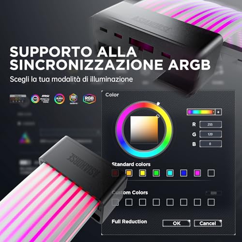 AsiaHorse AURORA-CO ARGB Cable Sleeving [Cover Only - No Cable/Controller], ARGB Soft Sheath Kit for Existing 24-Pin / 2 x 8-Pin / 12+4-Pin PSU Cables / SYNC 5V 3-Pin (No Power Supply)