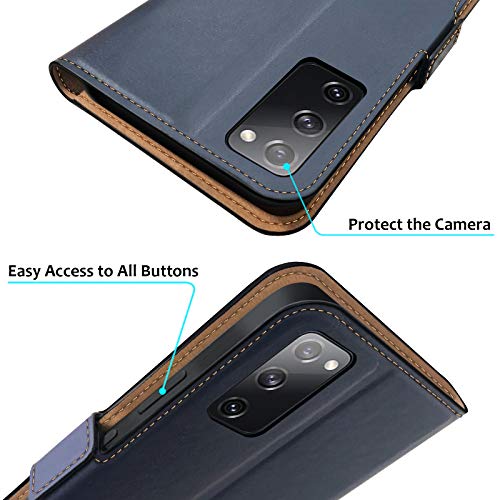 Pinzoveno Custodia per Samsung S20 FE, Cover a Libro per Galaxy S20 FE, Flip Case in Pelle PU Magnetica Portafoglio per Samsung Galaxy S20 FE 6,5 Pollici Blu