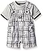 Calvin Klein Baby Boys' Interlock Top with Woven Shortall, Lt Gray/Plaid, 24 Months