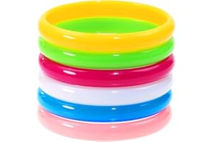 PPhtony Resin Bracelets 6Pcs Retro Candy Color 80s 90s Costume Party Wrist Band Play Bracelets Plastic Jewelry Ring for Women Men