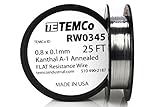 TEMCo Flat Ribbon Kanthal A1 Wire 0.8mm x 0.1mm 25 Ft Resistance A-1