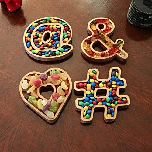 Wooden Letter E Candy Dish, Monogram Nut Bowl, Snack, Cookie, Cracker Serving Plate, Decorative Display, Home Accessory, Unique Gift Idea, for Date, Baby Shower, Birthday Party, Small Size