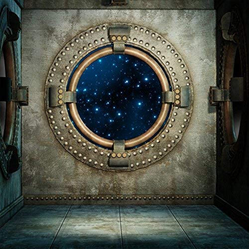 Leyiyi Grunge Space Capsule Galaxy Backdrop 6x6ft Photography Backdrop Mechanical Age Steampunk Marble Frame Church Decor Photo Portrait Vinyl Video Studio Prop