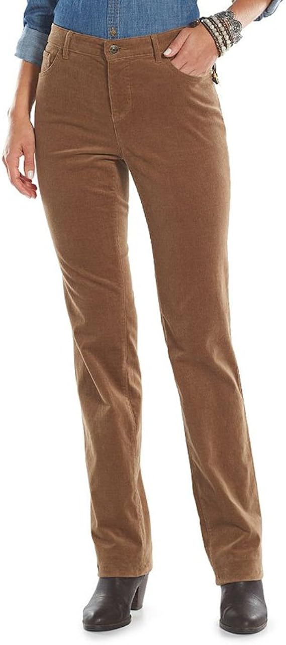 Chaps Ralph Lauren Corduroy Straight Leg Womens Pants (8 Petite, Walnut