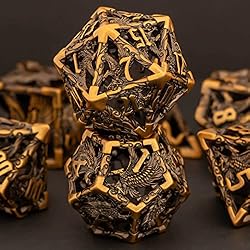 KERWELLSI Hollow Metal DND Dice Set, 7pcs D&D Dice