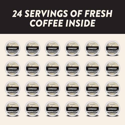 Angelino's Coffee Espresso Pods Made for Keurig Machines - 24 Count, Dark Roast Coffee for Keurig K-Cup Brewers, Cafe Style, Best Strong Espresso Coffee Pods (24 Count, Espresso)