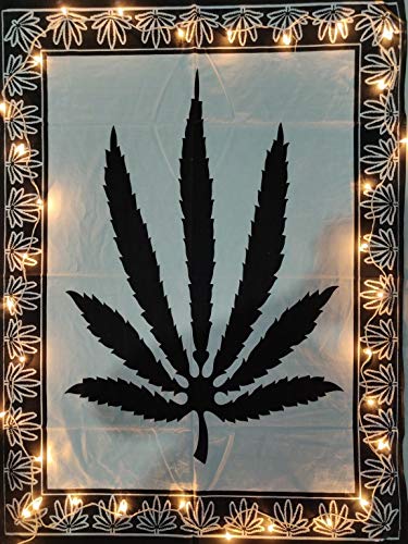 ICC Weed Tapestry Wall Hanging Marijuana leaf Poster Cannabis leaf Hippie Decor Pot Flag Dorm Collage Color Me Bohemian psychedelic Small Hippie Rasta Ganja Tapestries 30 x 40 inches Black