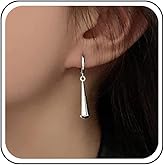 Yheakne Punk Metal Teardrop Dangle Earrings Silver Teardrop Huggie Hoop Earrings Long Waterdrop Earring Alloy Water Drop Droplet Earring Jewelry for Women