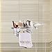Kioos Aluminum Wall Mounted Hair Dryer Holder, Blow Dryer Brush Rack, Hanging Bathroom Shelves with Towel Bar Hooks 1 Cup
