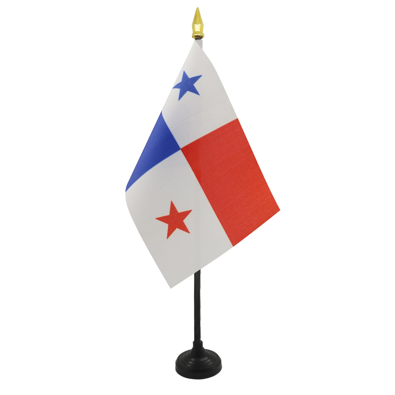 AZ FLAG - Panama Table Flag 4'' x 6'' - Panamanian Mini Desk Flag 100% Polyester 15 x 10 cm - Office Mini Banner with 10'' Pole - Golden Spear