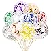 Party Confetti Balloons 50 Pack, 12 Inch Rainbow Confetti Latex Balloons for Birthday Baby Shower Party Decoration