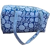 INDACORIFY Flower Print Duffle Bag, Cotton Handmade Quilted Shoulder TravelWeekender Bags, Overnight Trip Yoga Bag