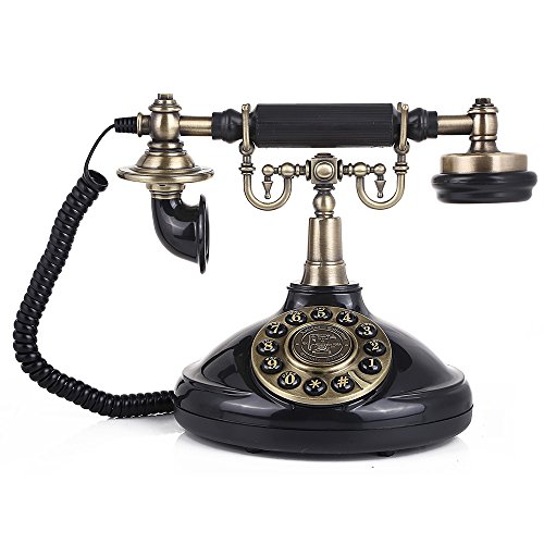 LNC Vintage Antique Style Push Button Dial Table Telephone Home and Office Decor
