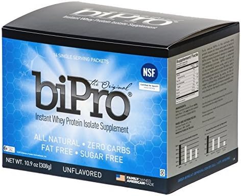 BiPro Whey Protein Isolate To-Go Box (14 Single Serve Packets), Unflavored, NSF Certified for Sport by BiPro USA
