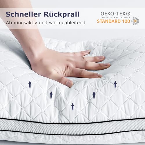 Slybear Pillow 40 x 80 cm, Set of 2, Orthopaedic Side Sleeper Pillow with Premium Filling, Breathable Neck Pillow, Sleeping, Seat, Bed, Sofa Cushion for Allergy Sufferers, Soft and Supportive Washable
