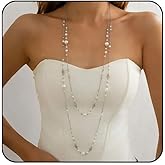 Long Pearl Necklace Layered Necklaces for Women Trendy Long Chain Necklace Dainty Statement Necklaces for Women Sweater Strand Fashion Jewelry