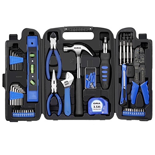 ORIA Household Tool Kit, 129 Pieces Home Repair Tool Kit, Household Hand Tool Kit with Tool Box Storage Case, for iPad/ iPhone/ PC/ Watch/ Samsung/ Tablet Computer/ Other Electronic Devices