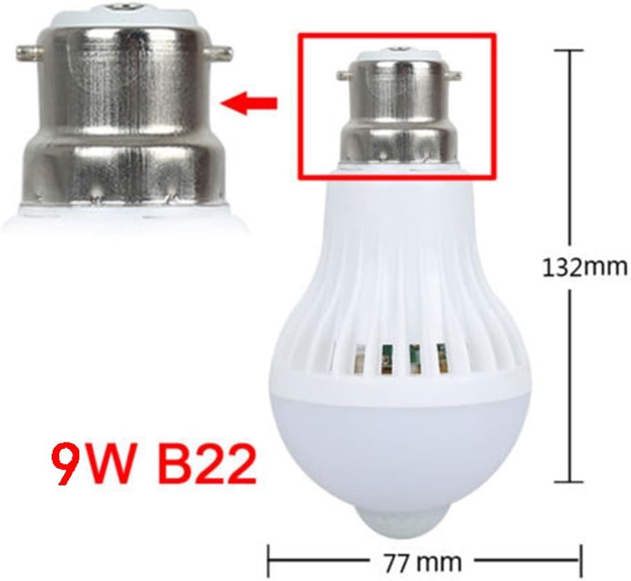 Scoolr B22 9W LED PIR Infrared Motion Sensor Bulb Auto Switch Night Light Energy Saving Light for Indoor Outdoor Porch Hallway Home Kitchen Stairs Night Light (B22 9W) - Image 3
