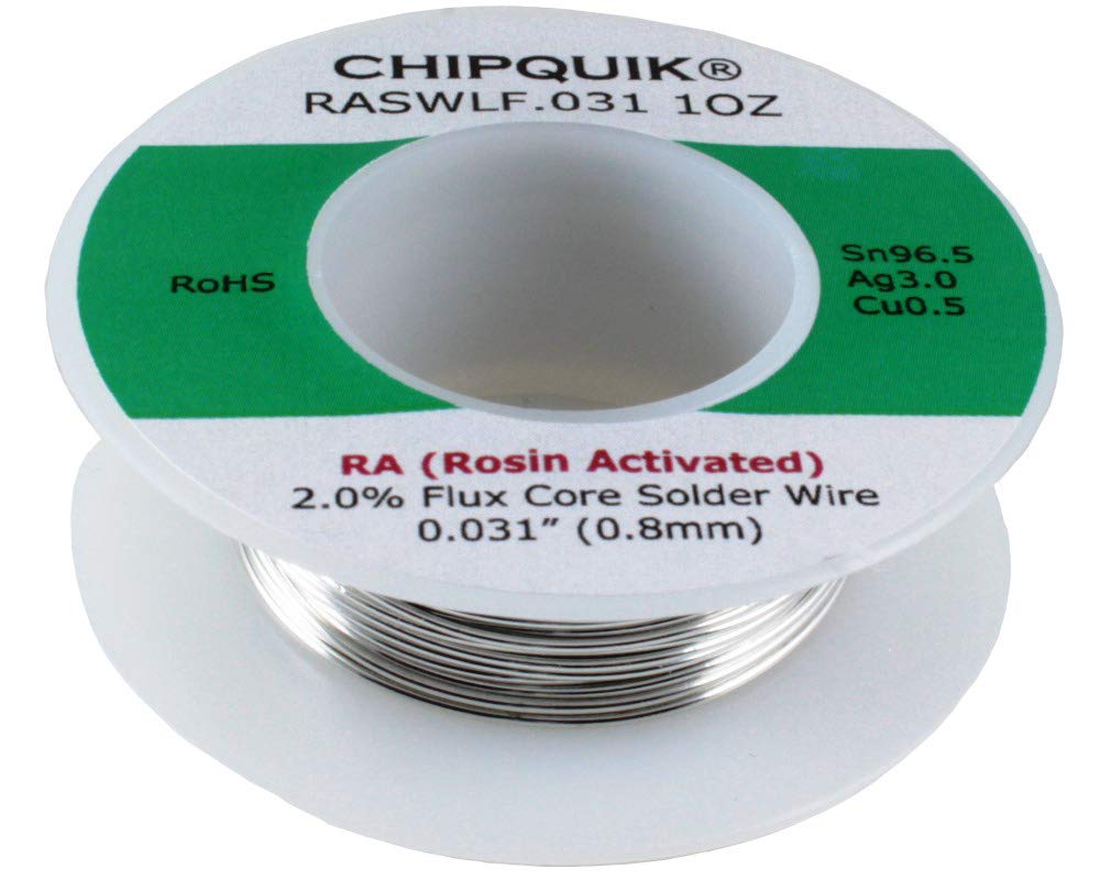 LF Solder Wire 96.5/3/0.5 Tin/Silver/Copper Rosin Activated .031 1oz
