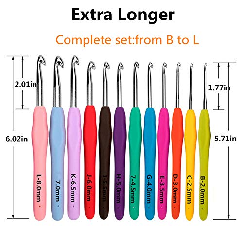 2 Sizes+Ergonomic+Crochet+Hooks+Needles