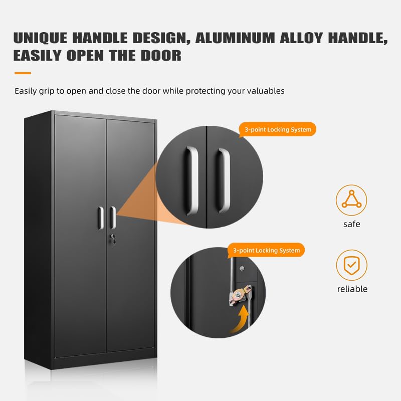 Buy Black Etal Storage Cabinet Locking Steel Storage Cabinet With 2 Doors, Lockable Etal - View #8