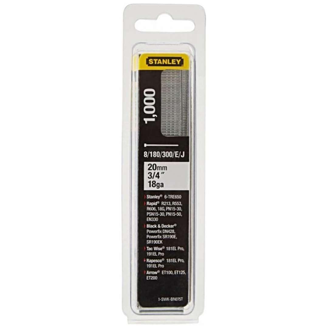 Stanley 1-SWKBN075T Clavo/Brad 8/300 / E/tipo J-20mm-1000 u, Multicoloured, 20mm