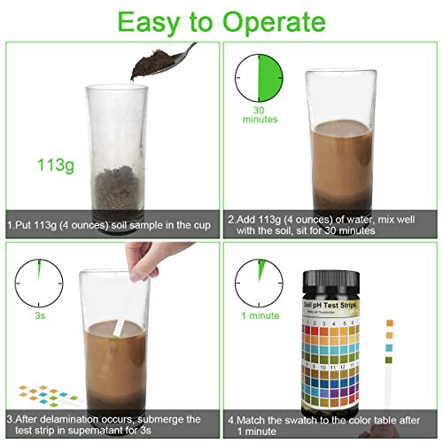 FUNSWTM Soil pH Test Kit, Soil Testing Kit, 100 Tests Soil PH Strips for Testing Soil,Garden