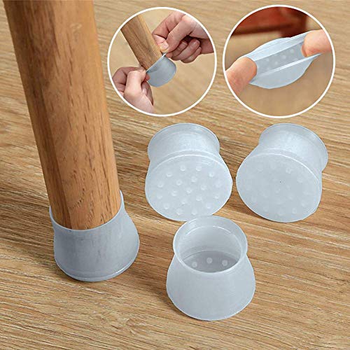 Furniture Silicon Protection Cover - Chair Leg Caps Silicone Floor Protector Round Furniture Table Feet Cover, Anti-Slip Bottom Chair Pads - Prevents Scratches and Noise Without Leaving Marks (4PCS)